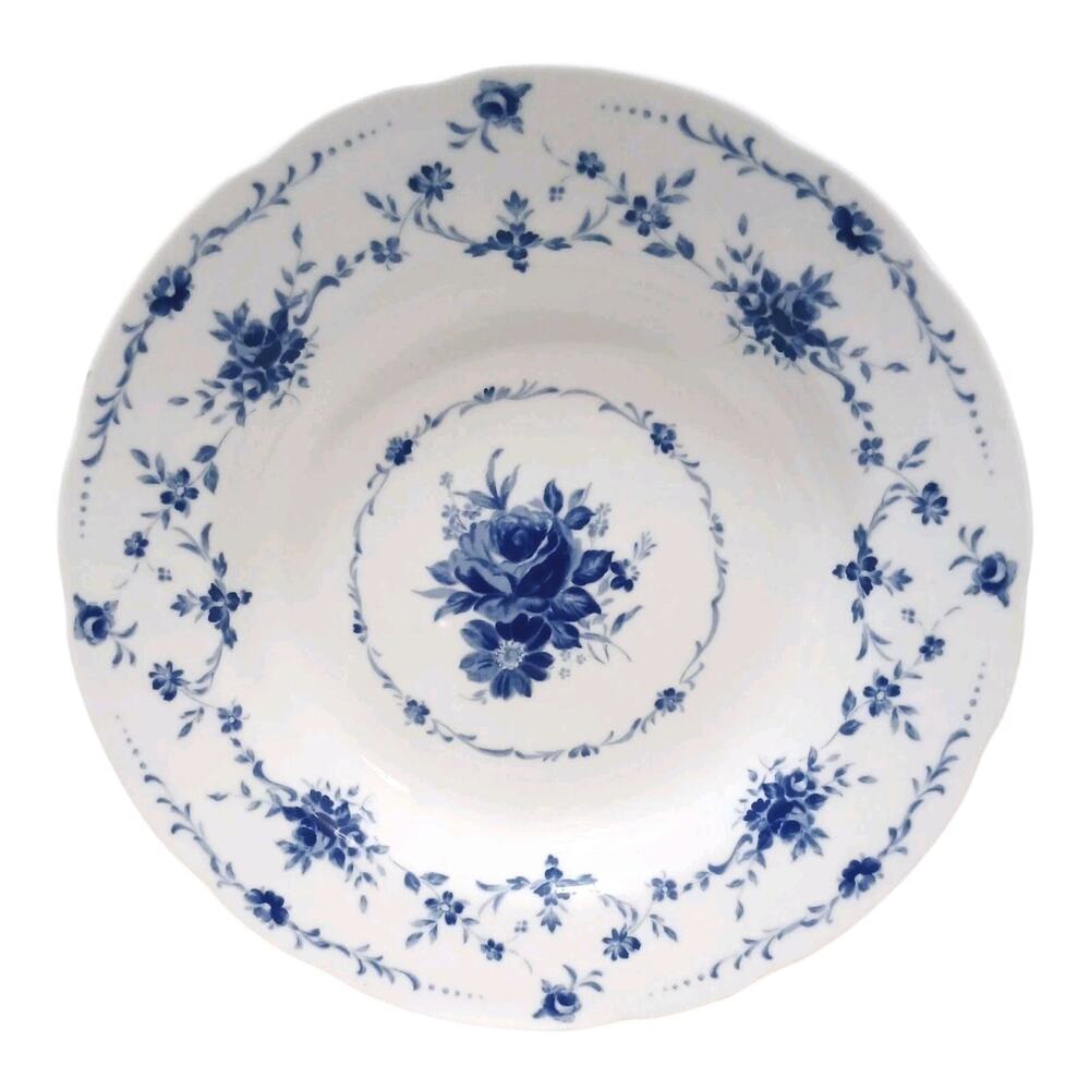 1940s Hoya China 9" Soup Plate Blue Flowers Japan Porcelain Floral Replacement